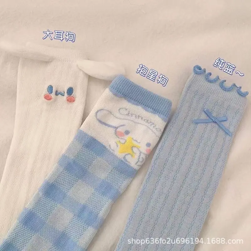 3Pcs Kawaii Anime Sanrio Mid-Tube Socks Cinnamoroll Cute Student Autumn Four Seasons Comfortable Sweat-Absorbing Socks Toys Girl