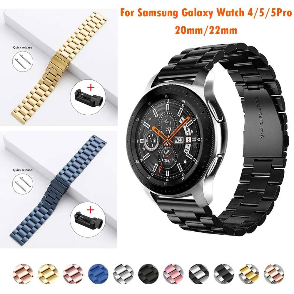 

22mm 20mm Watch Band For Samsung Galaxy Watch 5/3 40 44 45 42 46mm S3 Active Bracelet Huawei Watch GT3 gt2e Stainless Steel Band