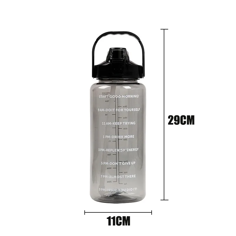 2 Liters Straw Plastic Water Bottle Large Portable Travel Sports Fitness Cup Plastic Water Bottle Sports Water Bottle