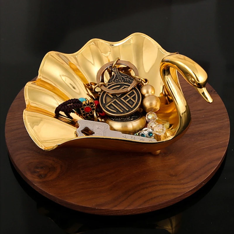 

Металлический поднос для хранения ювелирных изделий в форме лебедя, поднос для хранения ключей для дома, свадьбы, вечеринки, конфет, закусок, настольный органайзер, украшение для гостиной