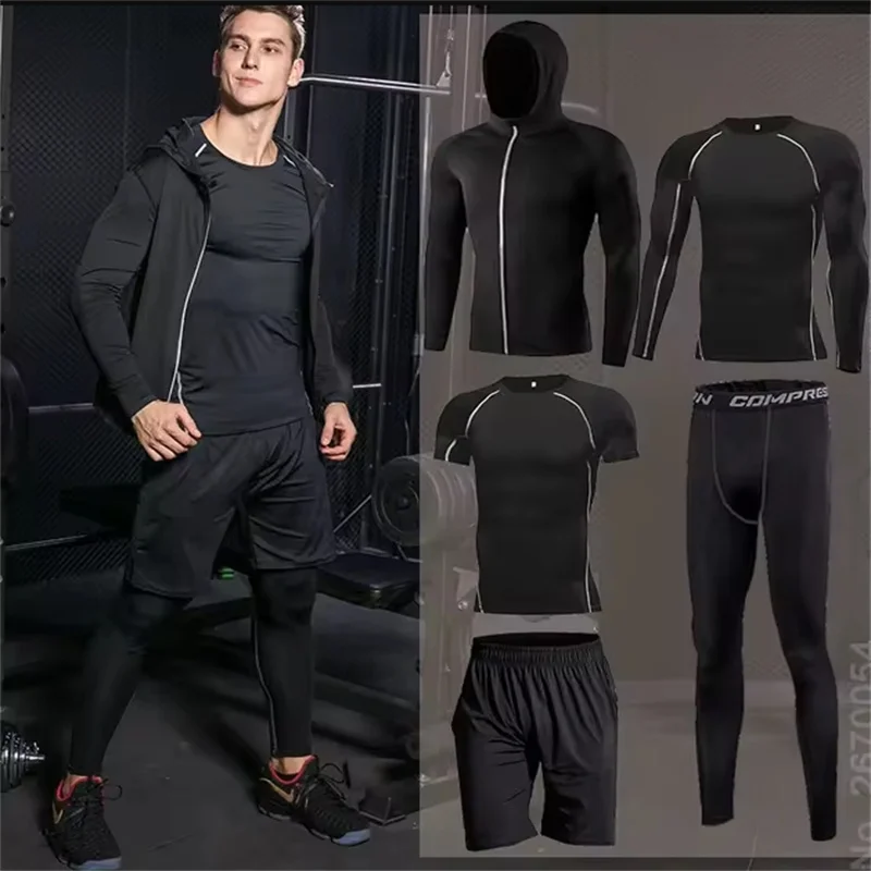 Men Sportswear Compression Sport Suits Quick Dry Running Sets Clothes Sports Joggers Training Gym Fitness Tracksuits Running Set sports suit