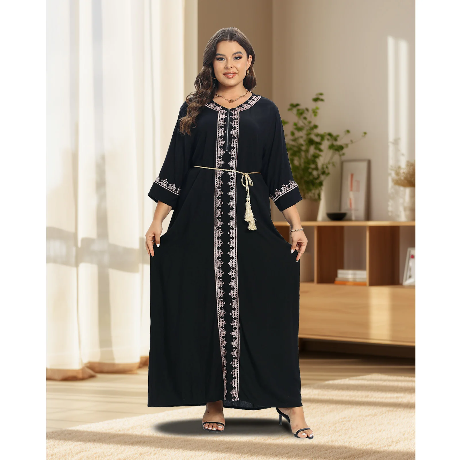 PlusSize African Caftan Cotton Kaftan Embroidery Abaya Beach Home Dashiki  Loose Boubou Casual Traditional Dresses