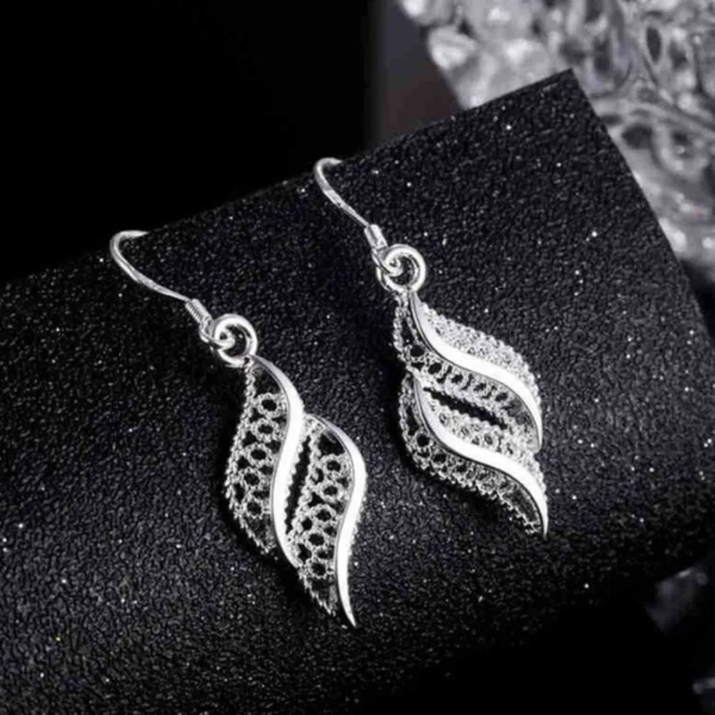 Boucles d'oreilles vintage en argent regardé 925 pour femmes, breloques, fleurs, feuille, fête de la mode, bijoux de mariage, cadeaux de Noël, nouveau