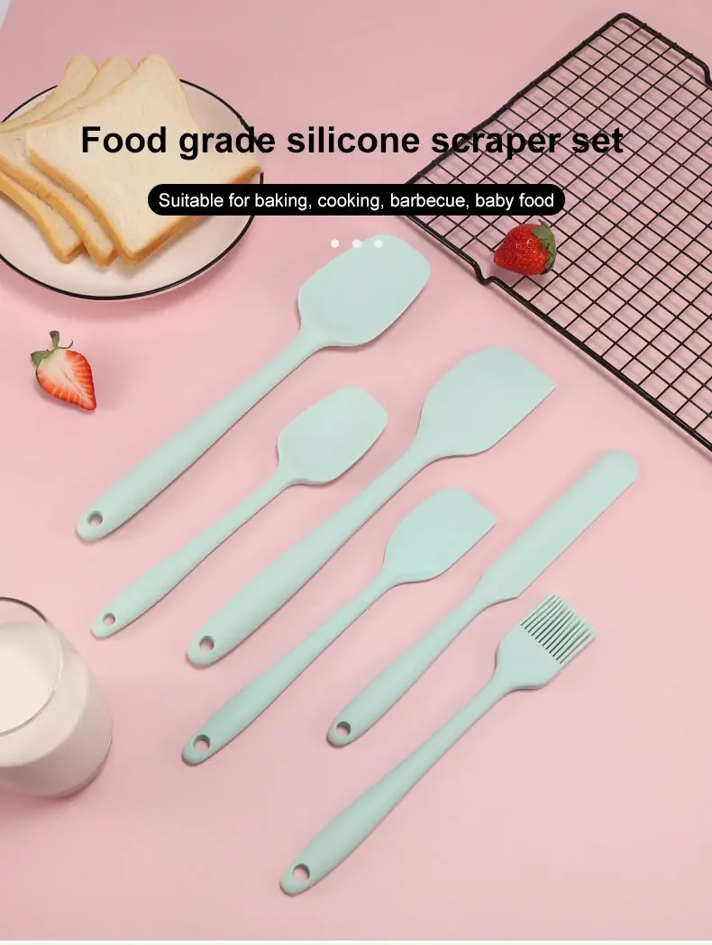 Description Picture 2 of item6 Pieces Silicone Spatula Set Food Grade Non Stick Heat Resistant Spatulas Turner for Cooking Baking Mixing Baking Tools