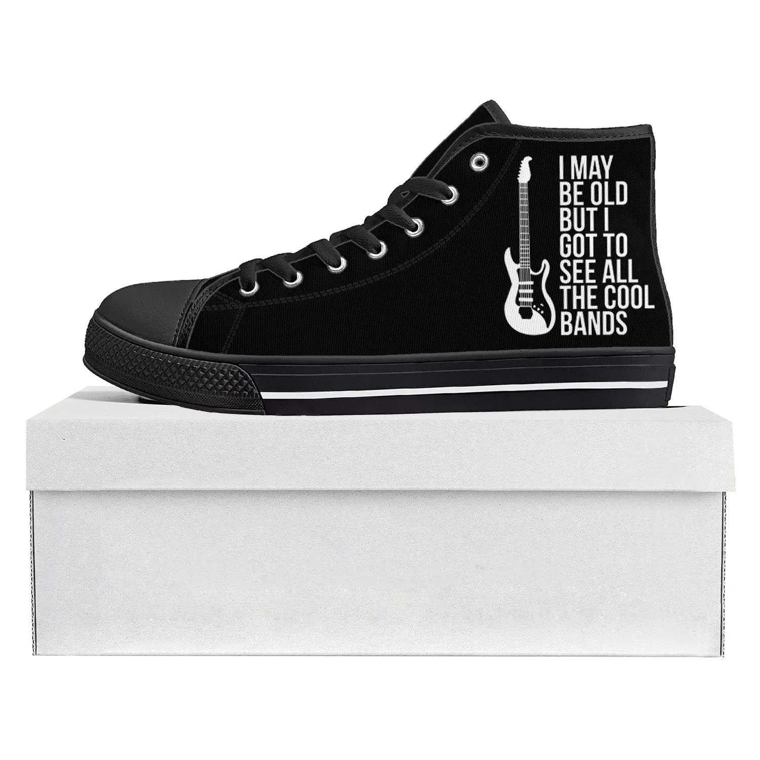 

I May Be Old But I Got Bands High Top High Quality Sneakers Mens Womens Teenager Canvas Sneaker Casual Couple Shoes Custom Shoe