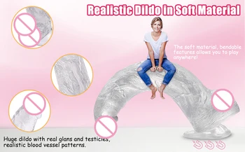 32cm Realistic Dildo with Suction Cup Inch Transparent Belt Curved Axis and Ball G-spot Vaginal Stimulator Female Penis Sex Toys 5