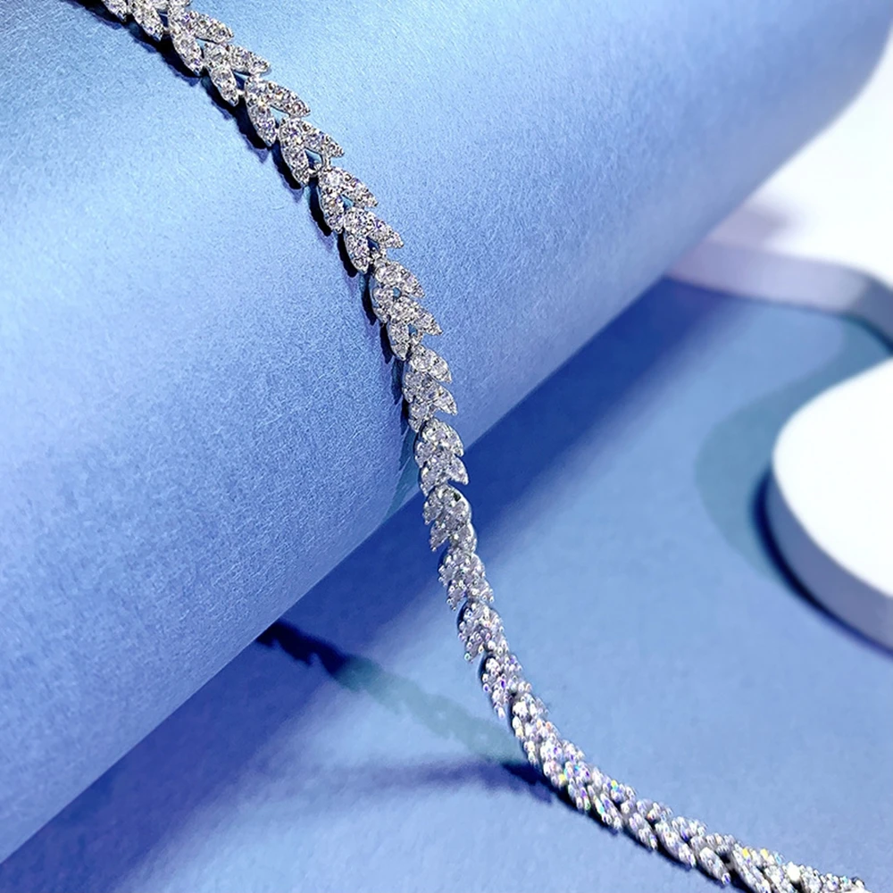 Vinregem 18K White Gold Sapphire Faceted Gtone Bracelets For Women Anniversary Gift 925 Sterling Silver Jewelry Drop Shipping