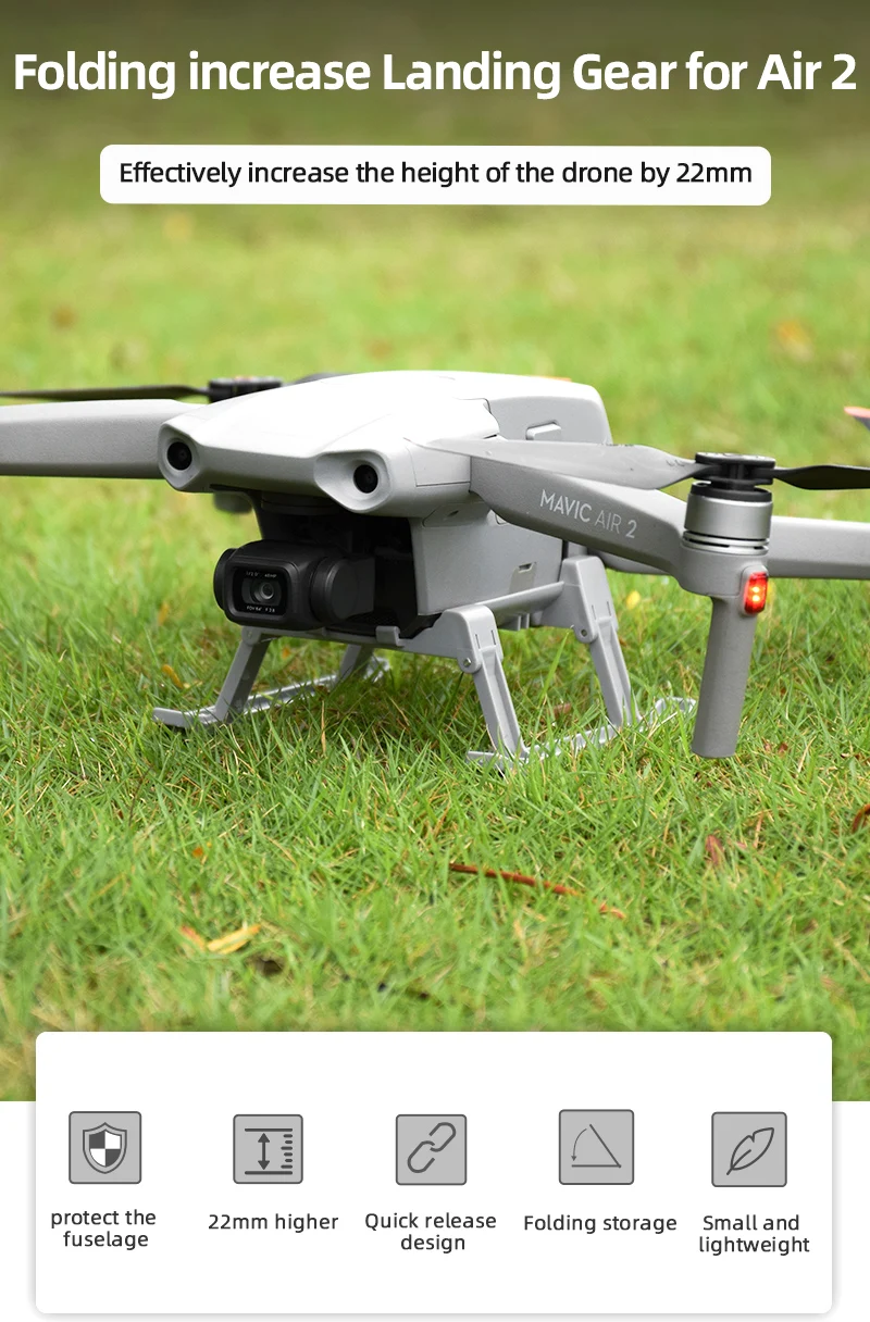 Folding increase Landing Gear for Air 2 Effectively increase the height of the drone by 22