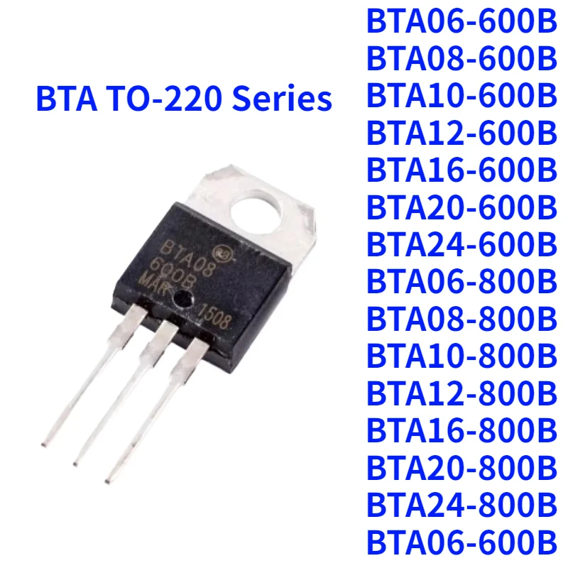 2 uds/5 uds BTA TO-220 06/08/10/12/16/20/24 -600B -800B triodo tiristor ...