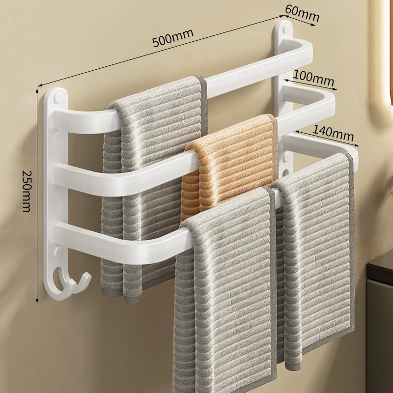 Wall Mounted Towel Rack Space Aluminum Shower Room Holder Towel Hanger 20-60CM Multilayer Bar