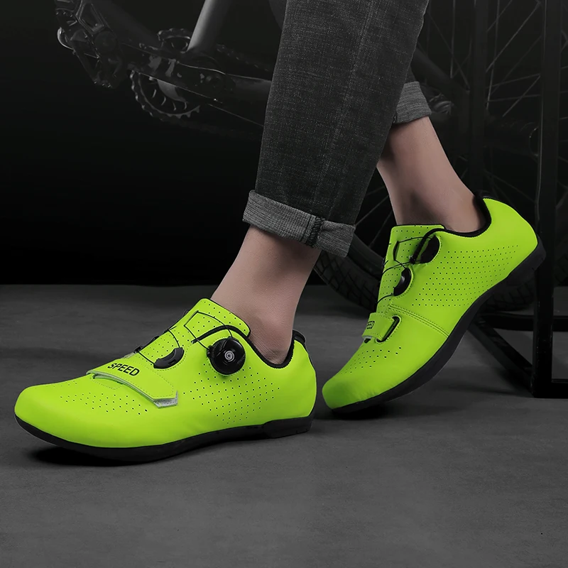 Popular Adult Bicycle Sport Training Shoes Green Red White Female Athletic Cycling Sneaker Light Weight Male Riding Cycle Shoes