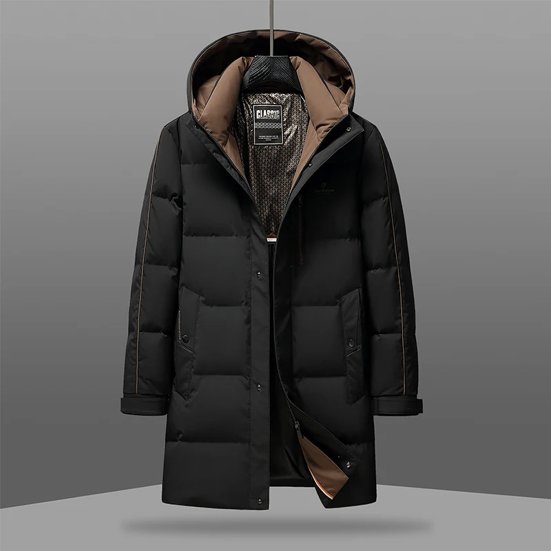 Men's Winter Down Jacket Large Size Thick Warm Slim Fashion 90 Duck Down Hooded Winter Coat