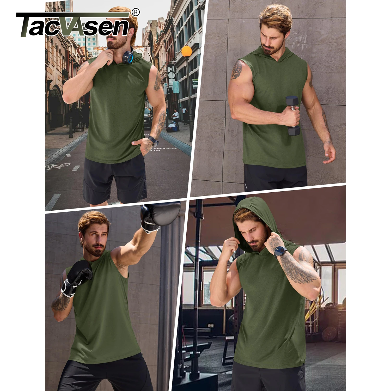 TACVASEN UPF 50+ Cooling Tank Tops Mens Sleeveless Hoodies Lightweight Casual Gym Tops Taining  Muscle Tee Tops Colorful Shirts 5
