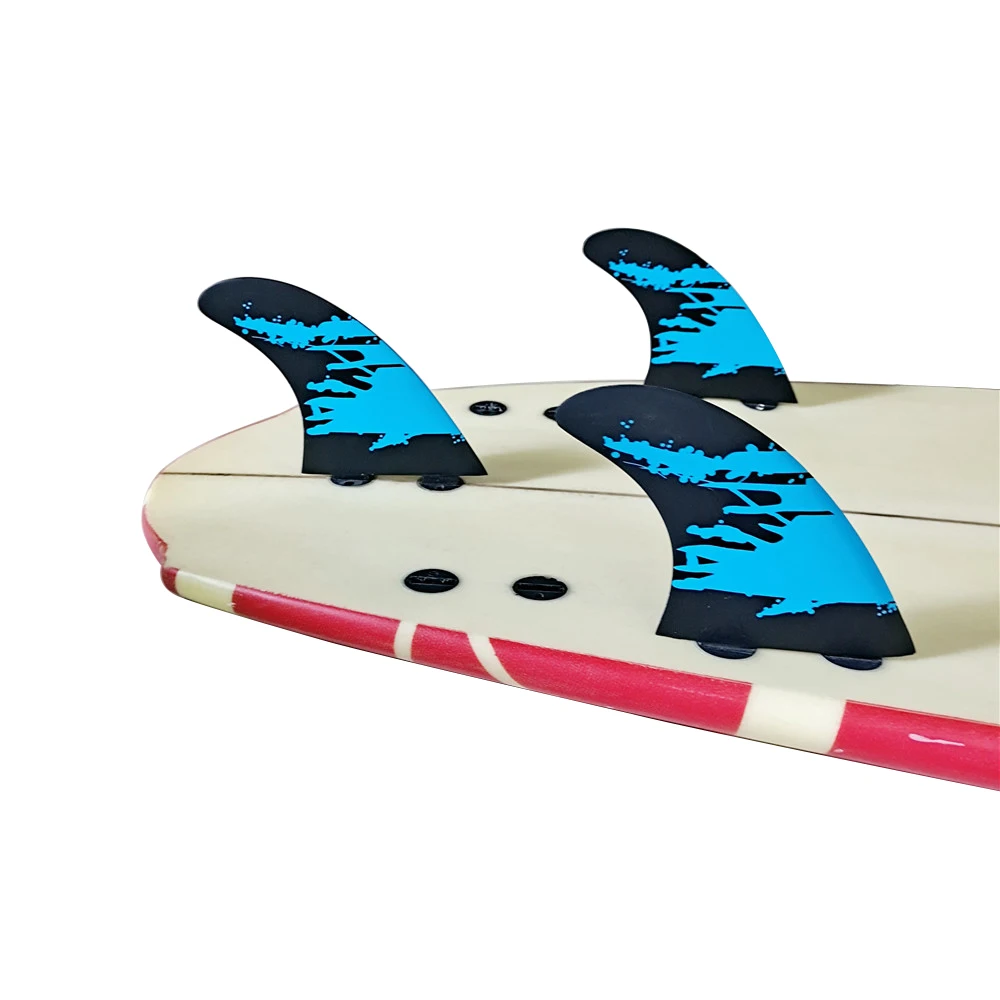 Multi-base surf fins M tri fin set thruster high porformance fiberglass 3 fin blue surfboard fins surfing stabilizer