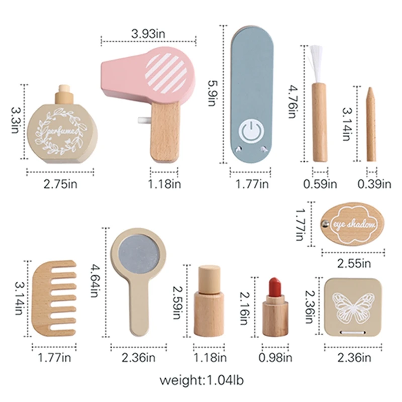 Children Wooden Cosmetic Toys Wooden Dresser Make-up Toys Simulation Makeup Baby Pretend Toy Girls Play House Beauty Fashion Toy 6