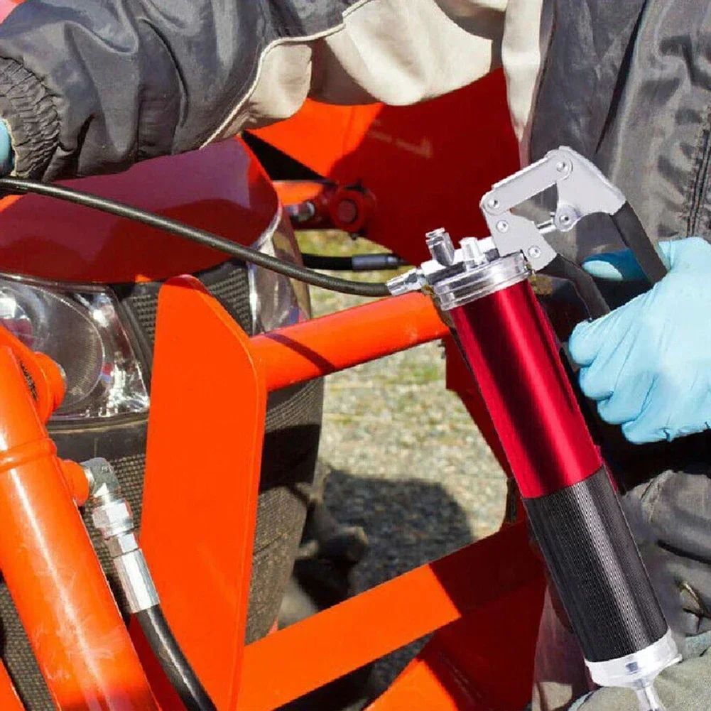 7000PSI Oil Grease Gun Kit Manual Pistol Grip High-pressure Pumping Coupler 400CC Greasing Injection Heavy Duty Maintenance Tool