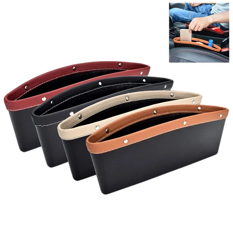 

Car Organizer Storage Car Seat Slit Gap Pocket Multifunctional Driver Seat Catcher Cup Holder Car Accessories PU Leather