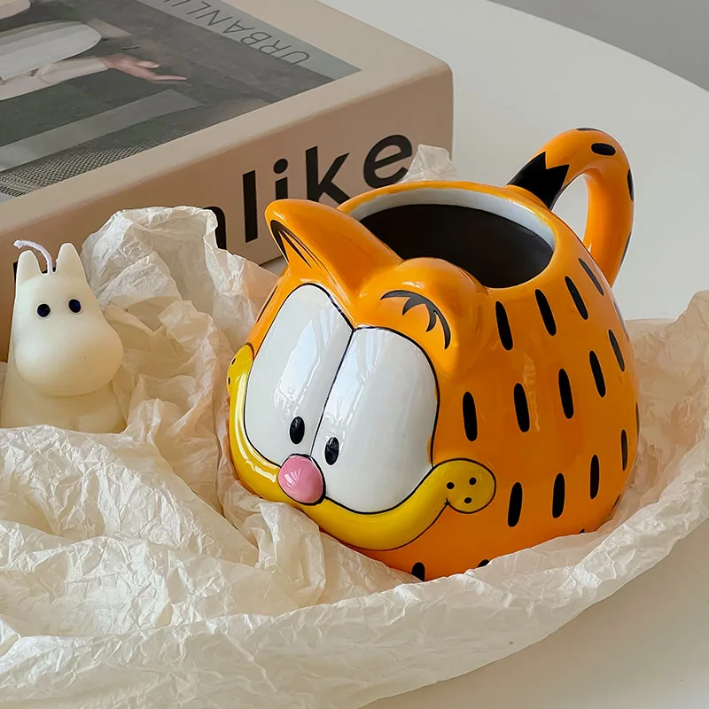 Tasse en céramique de dessin animé pour enfants, tasse drôle de chat  Garfield, jouets figurines d'action, belle tasse de chat, cadeaux créatifs  pour les filles