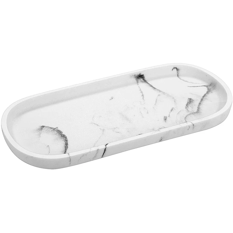 VanityTrayToiletTankOvalStorageTrayResinMarblePatternBathtub