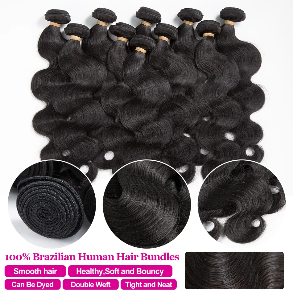 Human Hair Extensions 30 40 Inch Brazilian Virgin Body Wave Bundles