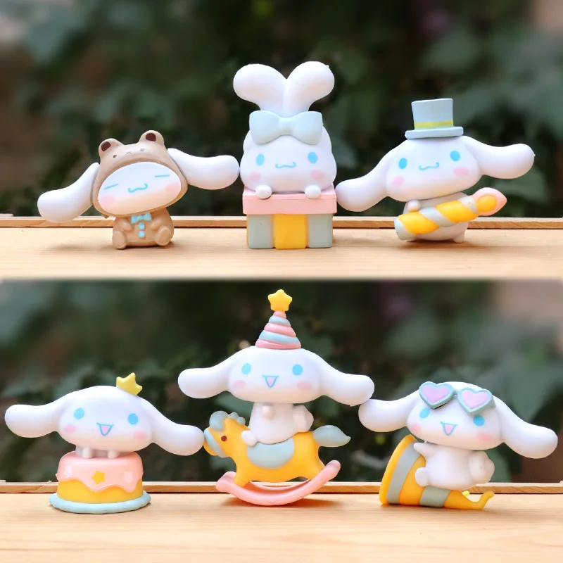 

6Pcs Sanrio Figure Cinnamoroll Kuromi Doll Strawberry Bear Kawaii Anime Action Figures Model Desktop Decoration Birthday Gift
