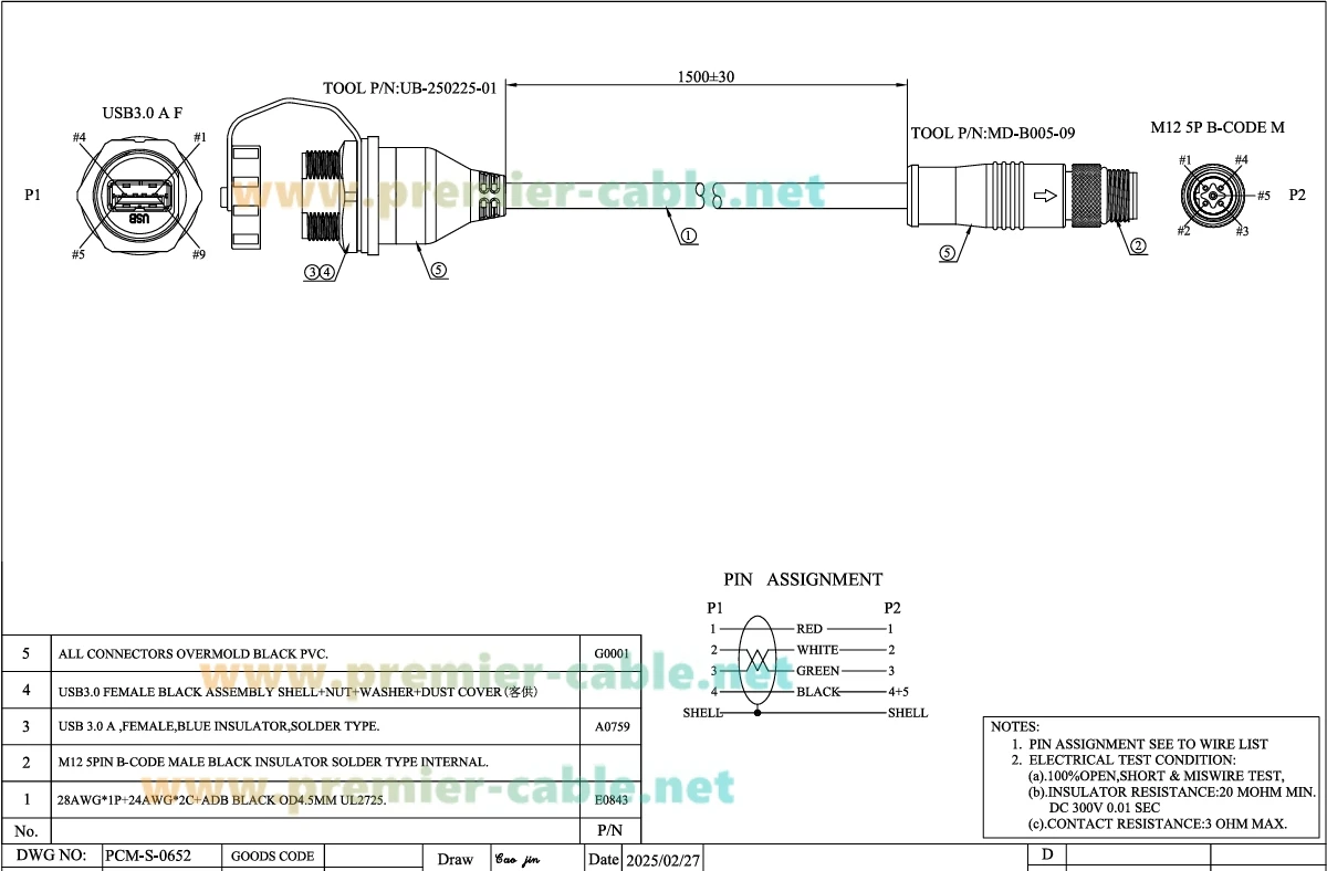 IP67 Industrielles USB 3.0 Verbindungskabel USB A Buchse auf M12 5-Pin B-Code Flush-Panel-Montage Schottwandkabel Kompatibel mit IFM EC2099 – Detail 4