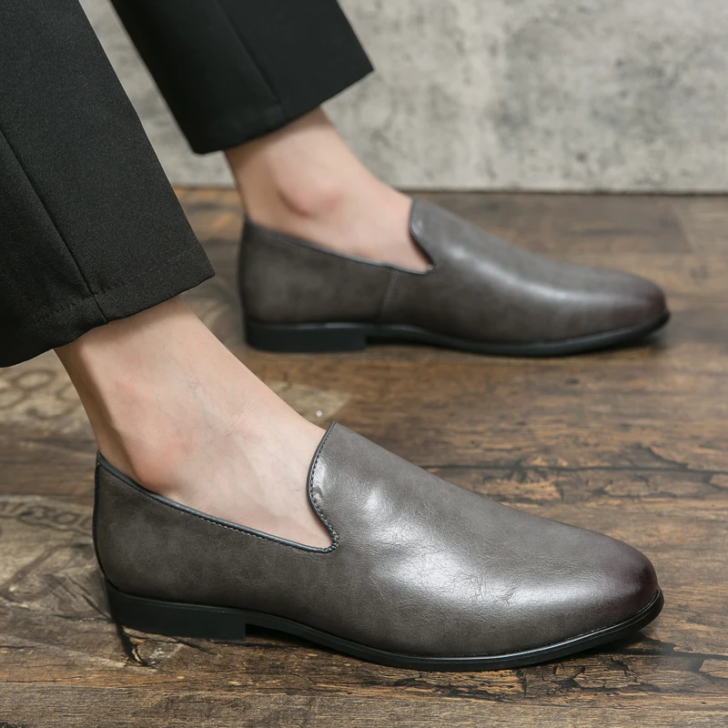 slim fit dress slacks Ariston Mens Gray Oxford Lace-Up Leather Dress Shoes, 10.5