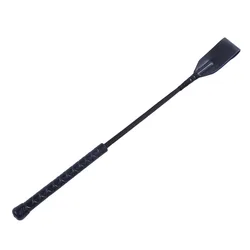 Premium Portable Equestrian Training Whip - PU Leather Riding Crop with Handle for Performance and Racing (New black 45cm)