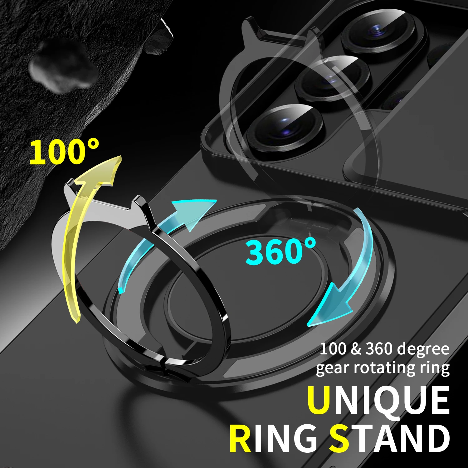 Slide Camera Protection Armor Phone Case with Metal Kickstand and Magnetic Back Cover