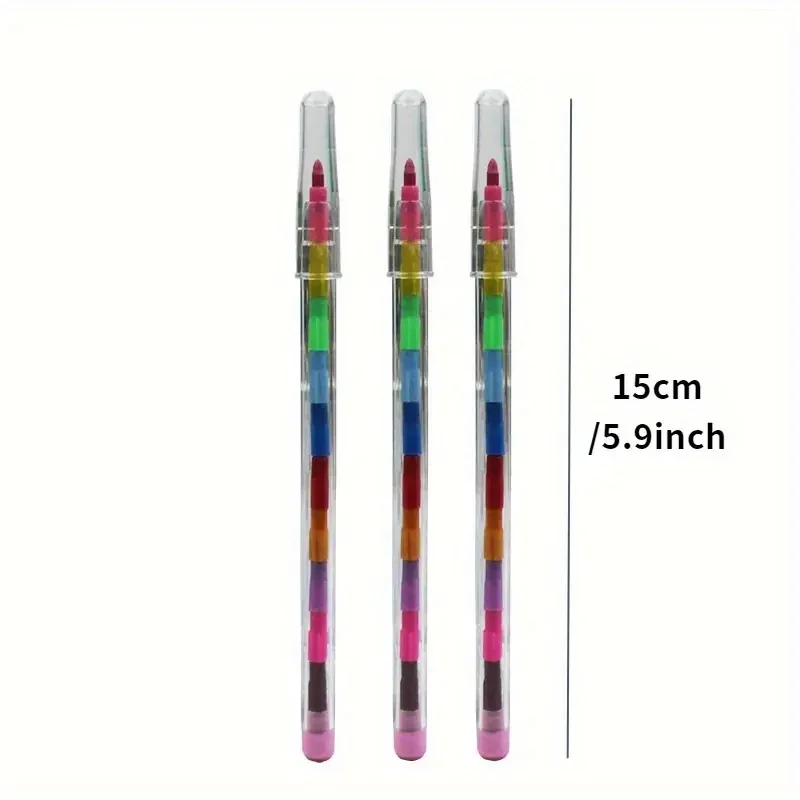 10pcs Stackable Crayons Pencil Colorful Painting Graffiti Kid Party Supplies Birthday Gift Kindergarten School Teacher Prizes 4