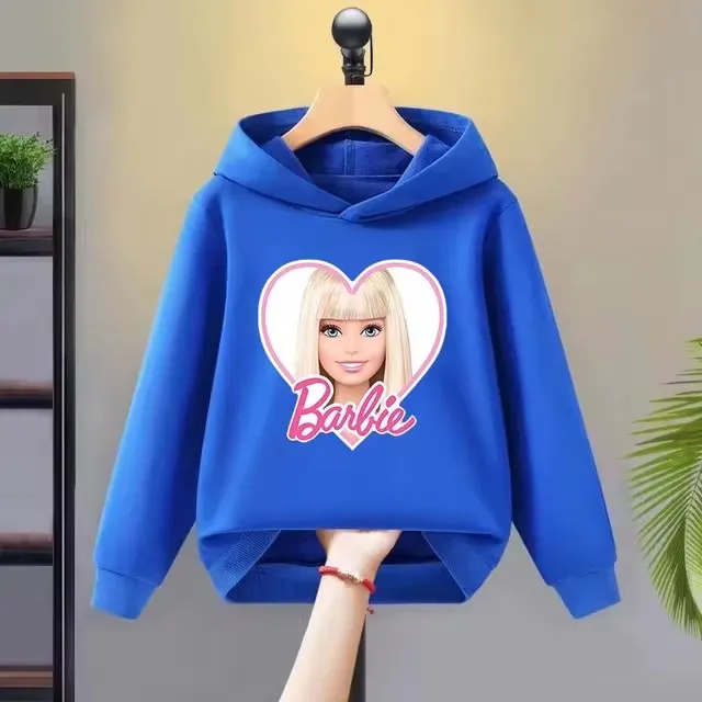 thumbnail image 1 of Sudadera con capucha de forro polar con estampado de dibujos animados de Barbie para niña, sudadera Kawaii de manga larga, ropa para bebé, primavera y otoño, 1 of 5