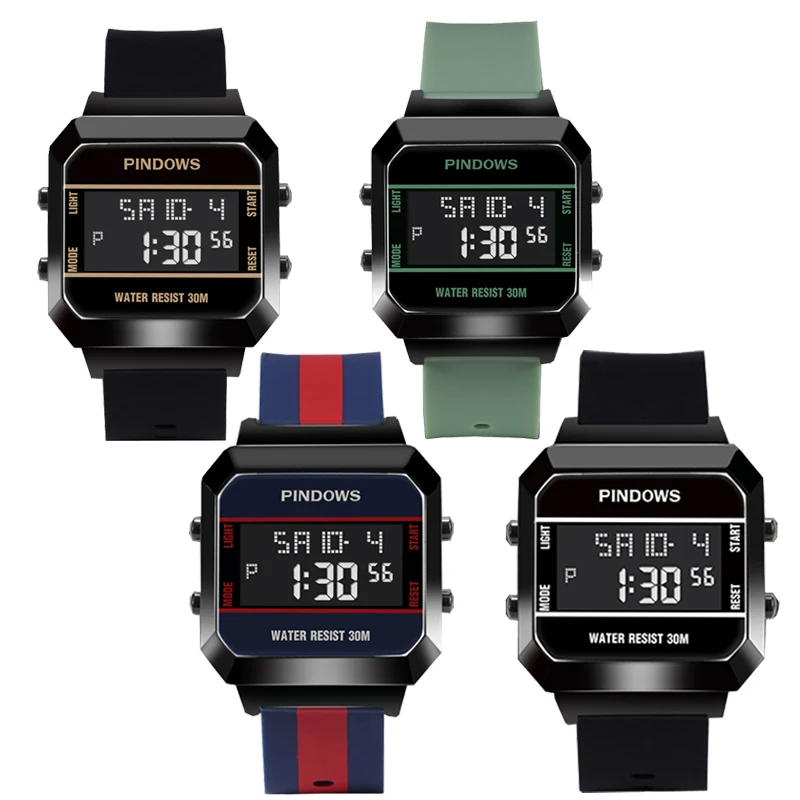 Waterproof Men Digital Watches Silicone Band Youth Student High Quality Hand Clock Boy Backlight Fashion Sport Wristwatch Male