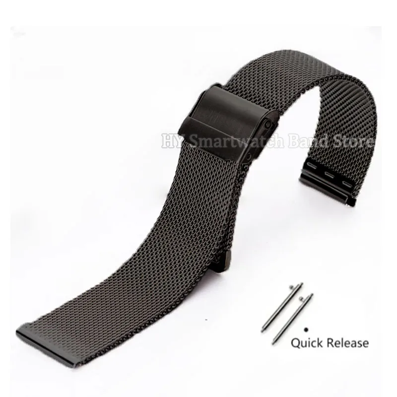 Milanese Mesh Stainless Steel Quick Release Bracelet Strap - Adjustable Widths