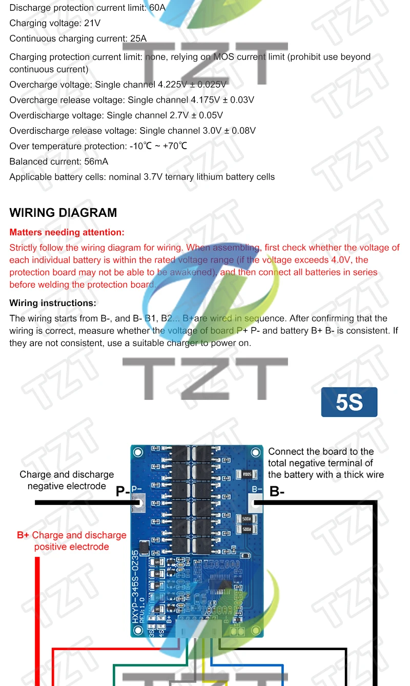 3S 4S 5S 35A 60A 12,6 V 14,8 V 21 V BMS Lithium-Batterie Lade Schutz Bord NTC Widerstände mit Balance Temperatur Control – Detail 4