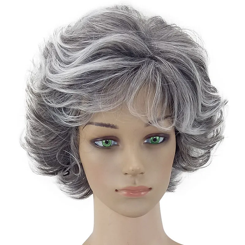 Stylish Short Grey Curly Human Hair Wig