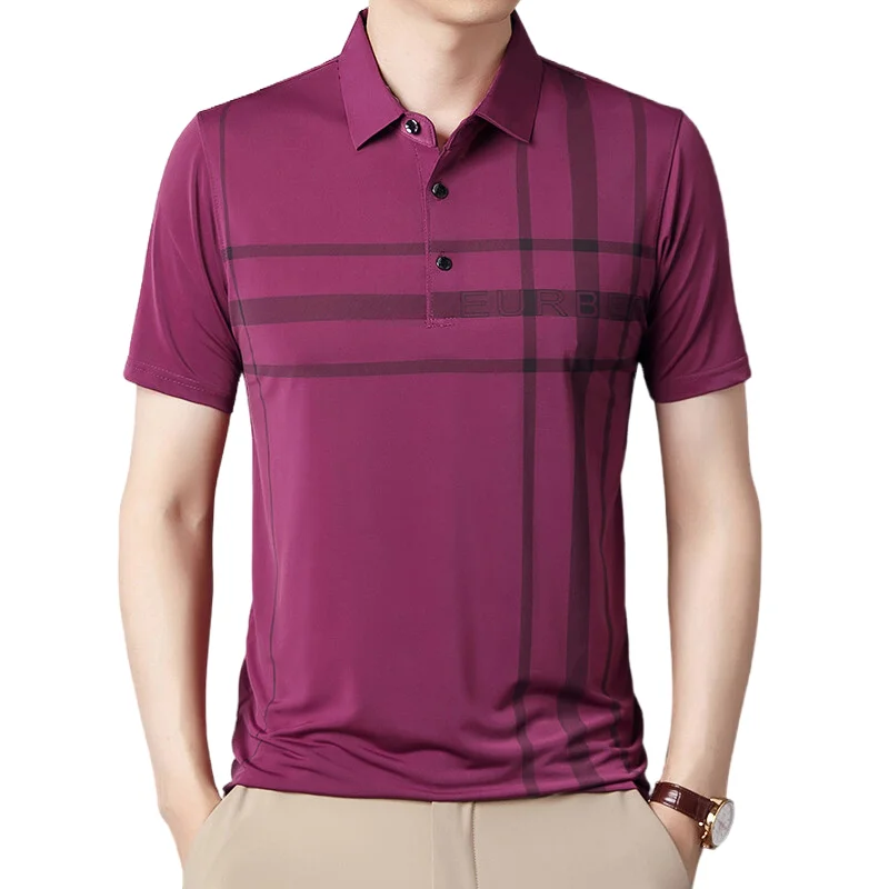 

Fashion Brand Men lapel Polo Shirt Summer Cool Thin Shirt for Men Short Sleeve Striped Casula Male Polo Shirt Korean Clothing