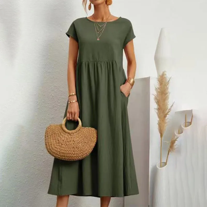 Summer-Casual-Loose-Elegant-Long-Linen-Dresses-For-Women-2023-Solid ...