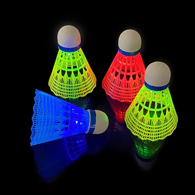 GANAZONO LED Light Badminton Set - 8 Glow In Dark Shuttlecocks For Night Play
