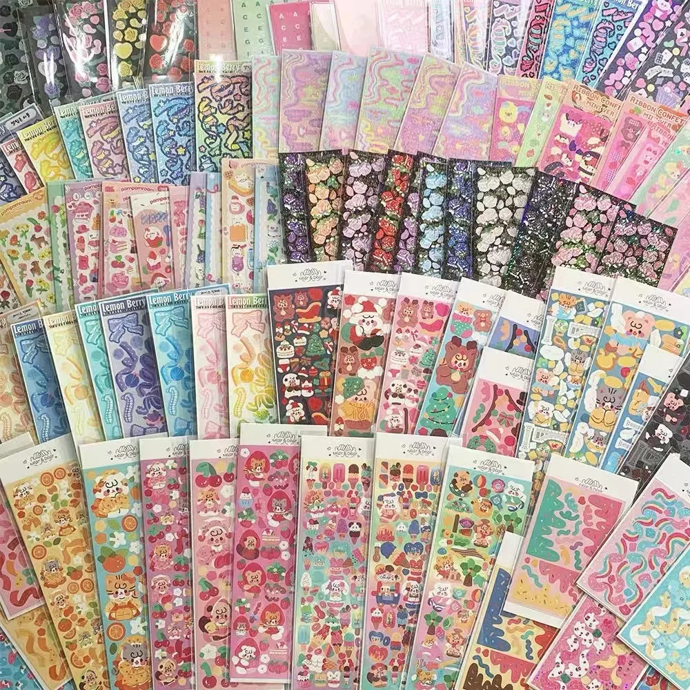 10pcs/20pcs/30pcs/40pcs Random Sticker Pack Laser Decorative Kawaii Album Stickers Korean Stationery DIY Material