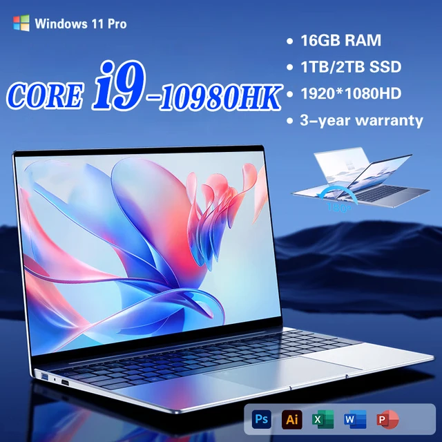 2026 New 14.1" Ultra Slim Laptop 16GB RAM 1/2TB SSD Windows 11 Pro Core i9-10980HK Notebook HD Games Office Study Computer 1
