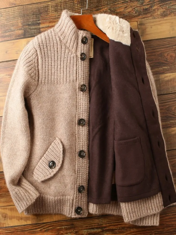 Cardigan Uomo Con Cerniera - Maglione Inverno Maniche Lunghe E 2 Tasche - Foto 7