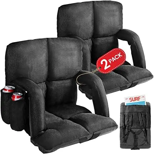 

Wide Stadium Seats for Bleachers with Back Support, Extra Thick Plus Size Bleacher Seats with Backs and Cushion Wide, 6 Reclinin