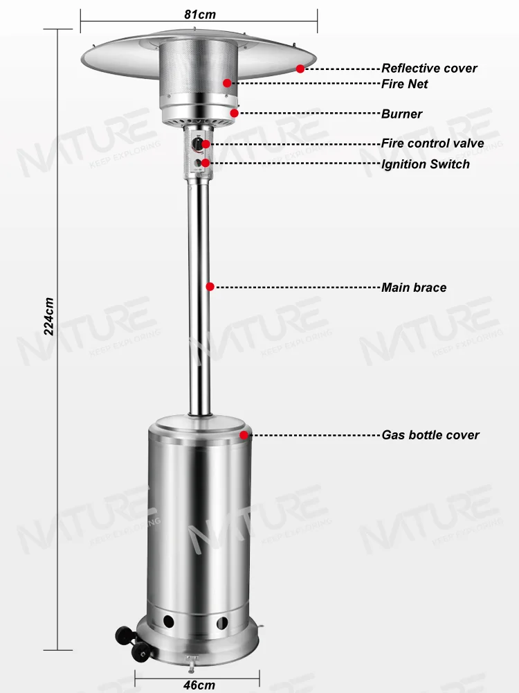 Outdoor Design Patio Heater And Chimeneas Gas Lighting Control System Flame Heat