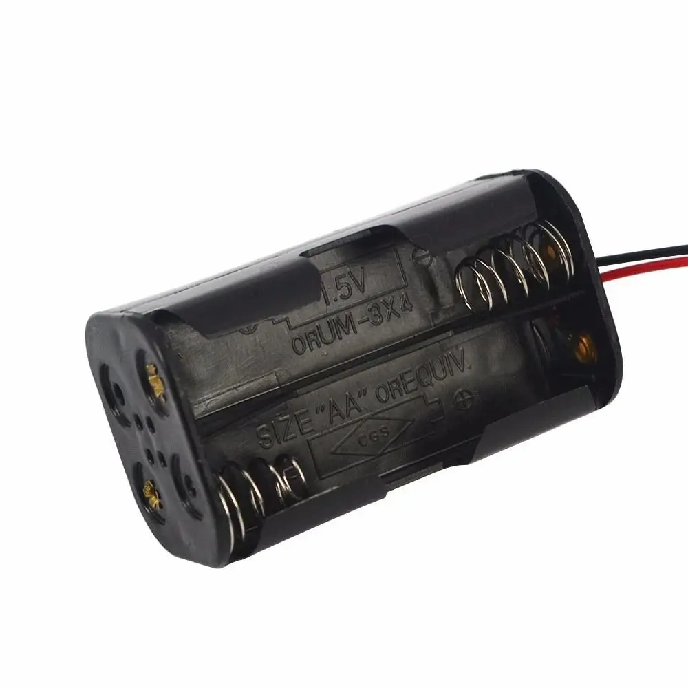 Custodia resistente da 6 V Custodia per batterie 4 * AA Scatola per batterie AA a doppio piano Custodia per batteria Custodia per batteria 4 batterie AA posteriori
