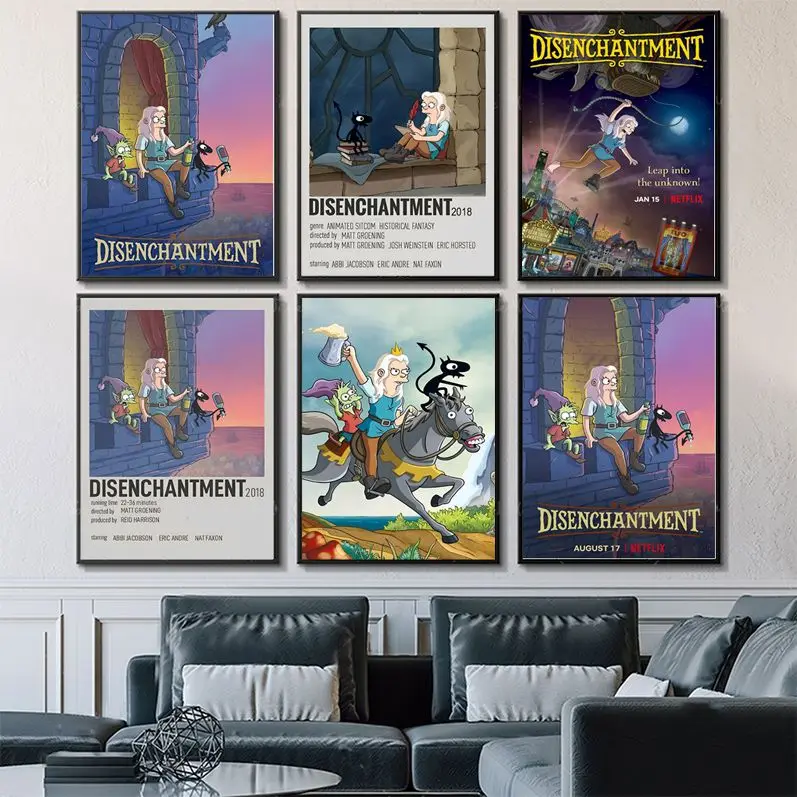 

Cartoon-Funny-D-Disenchantments Whitepaper Poster Fancy Wall Sticker For Living Room Bar Decoration Decor Art Wall Stickers