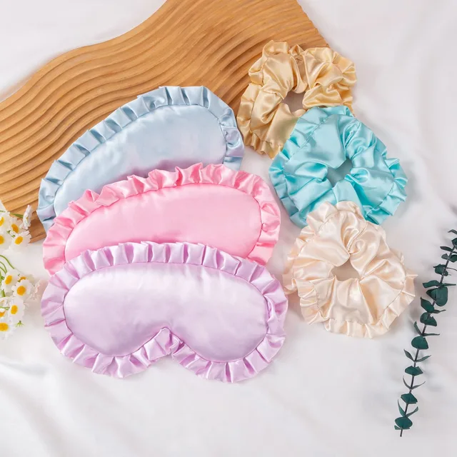 Maschera per gli occhi per dormire per donna uomo con fascia Set di coperture per maschera per dormire notturna in seta morbida alla moda da viaggio, relax, benda sugli occhi 2