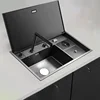 New Invisible Sink Stainless Steel Kitchen Pot Bar Table Island Small Single Sink Hidden Antibacterial Sink With Cup Washer 1