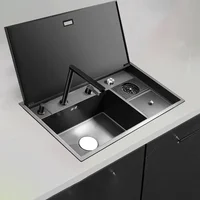 New Invisible Sink Stainless Steel Kitchen Pot Bar Table Island Small Single Sink Hidden Antibacterial Sink With Cup Washer 1