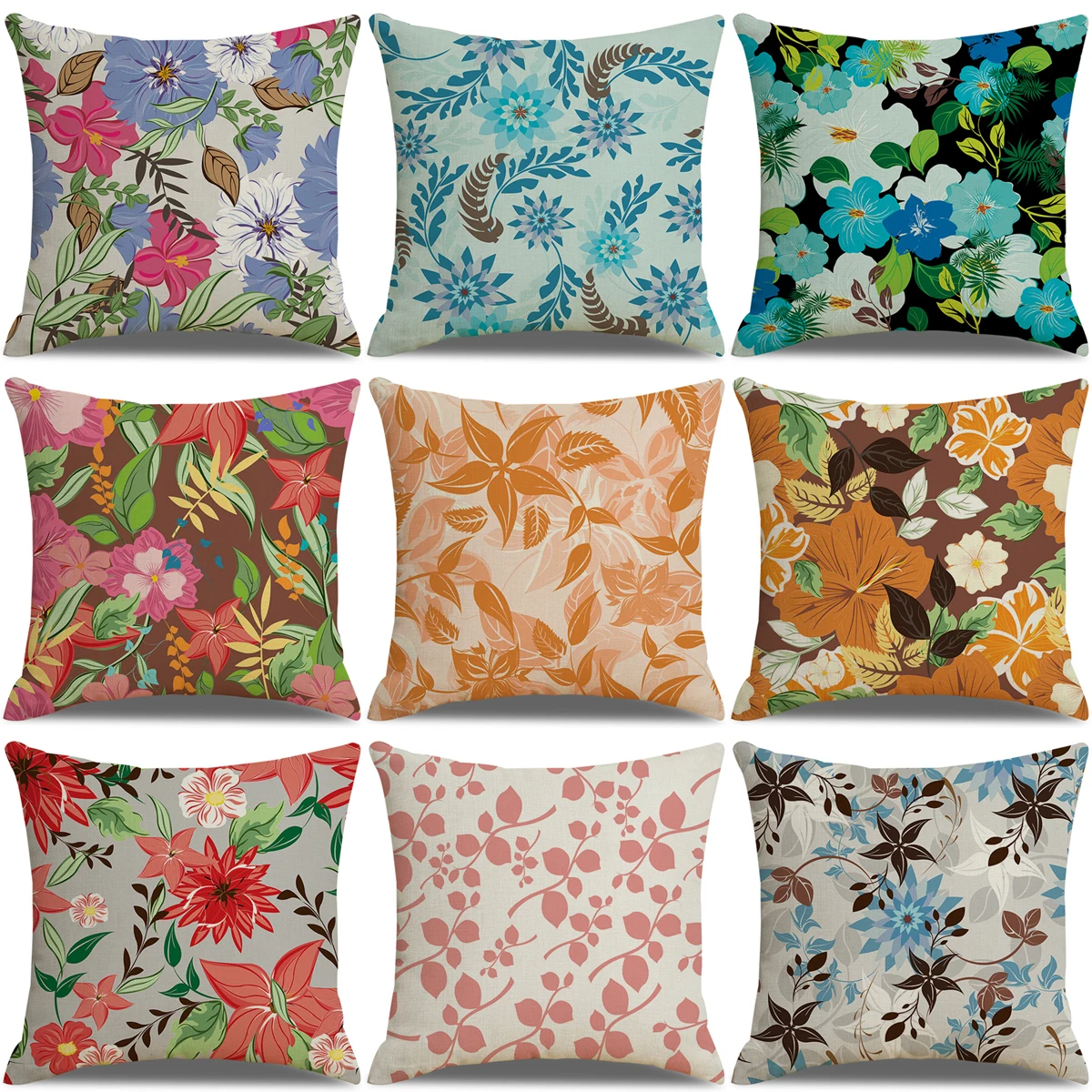 

ZHENHE Весенняя красочная маленькая льняная Подушка с цветами, чехол для домашнего декора, чехол для подушки, размер 18x18 дюймов