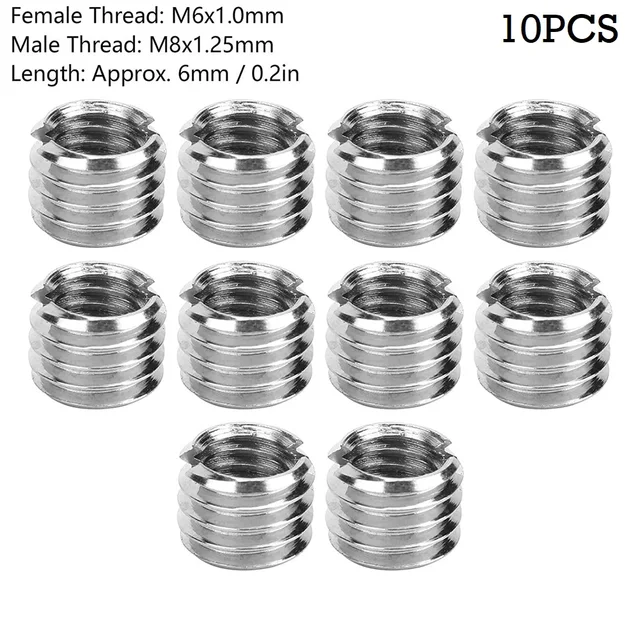 10/30Pcs Thread Reducer Threaded Inserts Stainless Steel Female M8 To ...